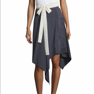 Alexis Asymmetrical Polka Dot Skirt - Blue and White